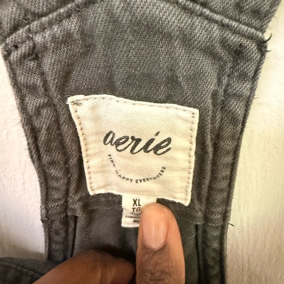 aerie Black Short Denim Overalls Size XL - Picture 4 of 4